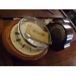 Mixed Lot: two 20th century dome top mantel clocks, a Smiths Enfield wall clock (for restoration),
