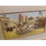 AFTER FOSTY, PAIR OF ITALIAN HAND COLOURED PHOTOGRAVURES, Chariot Racing, 9" x 15" (2)