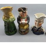 Mixed Lot: Staffordshire toby jug & two further jugs (3)