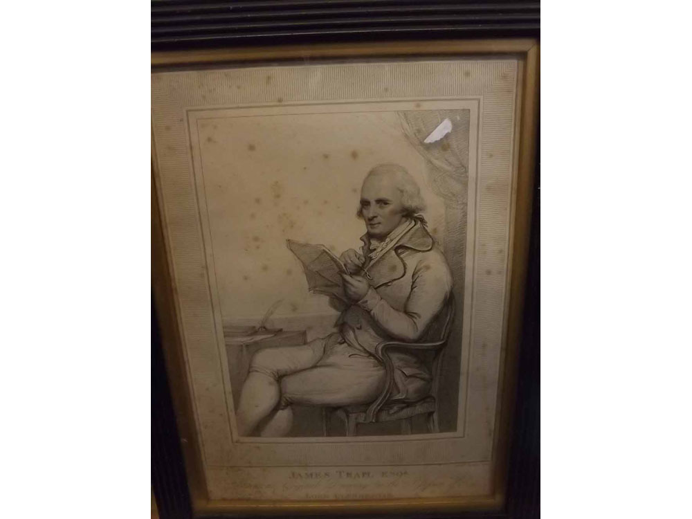 FRAMED 19TH CENTURY PRINT, James Trail Esq from an original drawing, 11 1/2" x 8 3/4"