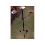 Iron three branch floorstanding candelabra