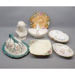 Mixed Lot: various ceramics to include small covered cheese dish, Parian ware type figure and