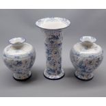 Burgess & Leigh Burleigh Ware Ivare pattern pair squat vases and similarly decorated cylindrical