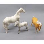 Group of three Beswick horses to include Connemara and foal, largest approx 6 1/2" high (3)