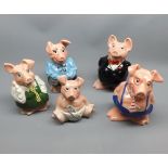 Set of five Wade NatWest piggy banks