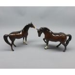 Two Beswick brown horses, largest 6" high (2)