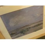 JOHN NEWLAND, ACRYLIC ON BOARD, Winter Seascape, 17 1/2" x 13 1/2", in contemporary washed wood