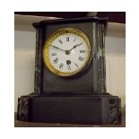 19th century French black slate and marble mounted mantel clock