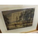 ELEANOR D VARLEY, SIGNED LOWER RIGHT, WATERCOLOUR, Flooded Marshes, 11" x 15" Provenance: Royal