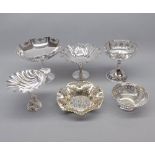 Mixed Lot: various small silver plated pedestal dishes, of pierced and shell formed designs, various