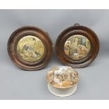 Mixed lot: Three Pratt ware pot lids (2 framed)