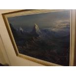 JOHN HAYWARD, SIGNED LOWER RIGHT, OIL ON BOARD, Extensive Continental Mountain Landscape, 29" x 39"