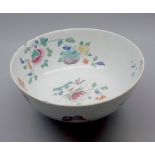 18th century Chinese famille rose porcelain bowl, typically decorated with blossom and bamboo amidst