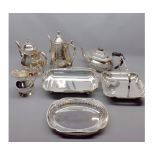 Mixed Lot: silver plated wares to include tea wares, entre dishes, table basket etc