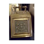 Victorian brass coal box and accompanying shovel