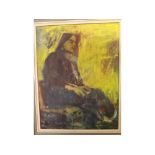 20TH CENTURY OIL ON CANVAS, Study of seated female figure, unsigned, 17" x 13"