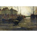 GIFFARD HOCART LENFESTEY, SIGNED AND DATED 1900 LOWER RIGHT, WATERCOLOUR, Harbour scene, 14 1/2" x