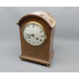 Small Edwardian mahogany cased mantel clock, the face signed Camerer Kuss & Co, New Oxford Street,