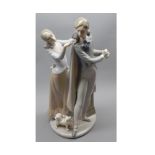 Large Lladro figure, lady and gallant, 15" high