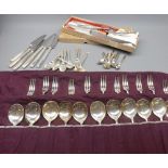 Elkington plate twelve person suite of silver plated cutlery, in Rochester pattern, plus further