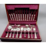 Modern mahogany cased canteen of silver plated cutlery