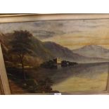 C F HURST, SIGNED LOWER RIGHT, OIL ON BOARD, "Lochleven", 15" x 21"