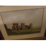 W TATTON WINTER, GROUP OF NINE COLOURED MEZZOTINTS, Salisbury, Stonehenge and surrounding areas,