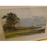 INDISTINCTLY SIGNED, WATERCOLOUR, Broadland view with wherry, 12" x 19", in modern gilt frame