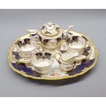 Coalport gilt and floral decorated tea set, with accompanying tray, Pattern No Y,2665, tray 13" wide