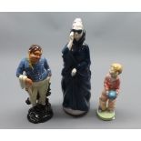 Mixed lot: comprising Royal Doulton figurine Masque, Royal Doulton figurine "Fat Boy" (repaired) and