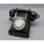 Vintage black Bakelite telephone, No to base D62009, 5 1/2" high