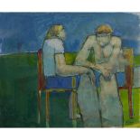 * KAY OHSTEN (1935-2003, BRITISH) "Having a Chat" mono print, signed and dated 1978 lower right 16 x