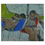* KAY OHSTEN (1935-2003, BRITISH) "Resting from Sailing" mixed media, signed and dated 1982 lower