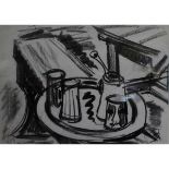 * EILEEN BELL (1907-2005, BRITISH) "The Coffee Pot" charcoal, monogrammed bottom right 16 x 22 ins