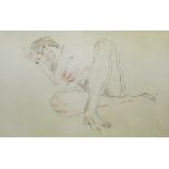 * HENRY BIRD, ARCA (1909-2000, BRITISH) "Nude Covering Face" pencil and chalk, unsigned 14 x 20