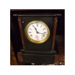 French black slate and marble mounted mantel clock, 10" high