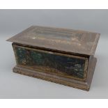 Vintage Colman's Mustard sarcophagus formed tin, decorated with various figures, together with a