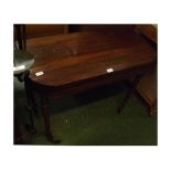 Victorian mahogany bow front card table, with baize-lined interior, raised on turned legs, 36" wide