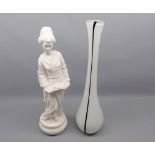 Mixed Lot: modern Italian figure of a geisha girl, and a further modern art glass vase, largest