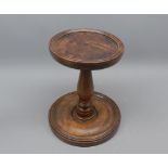 19th century turned mahogany candle stand, 7 1/2" high