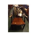 Mahogany Chippendale style carver chair, with push-out seat