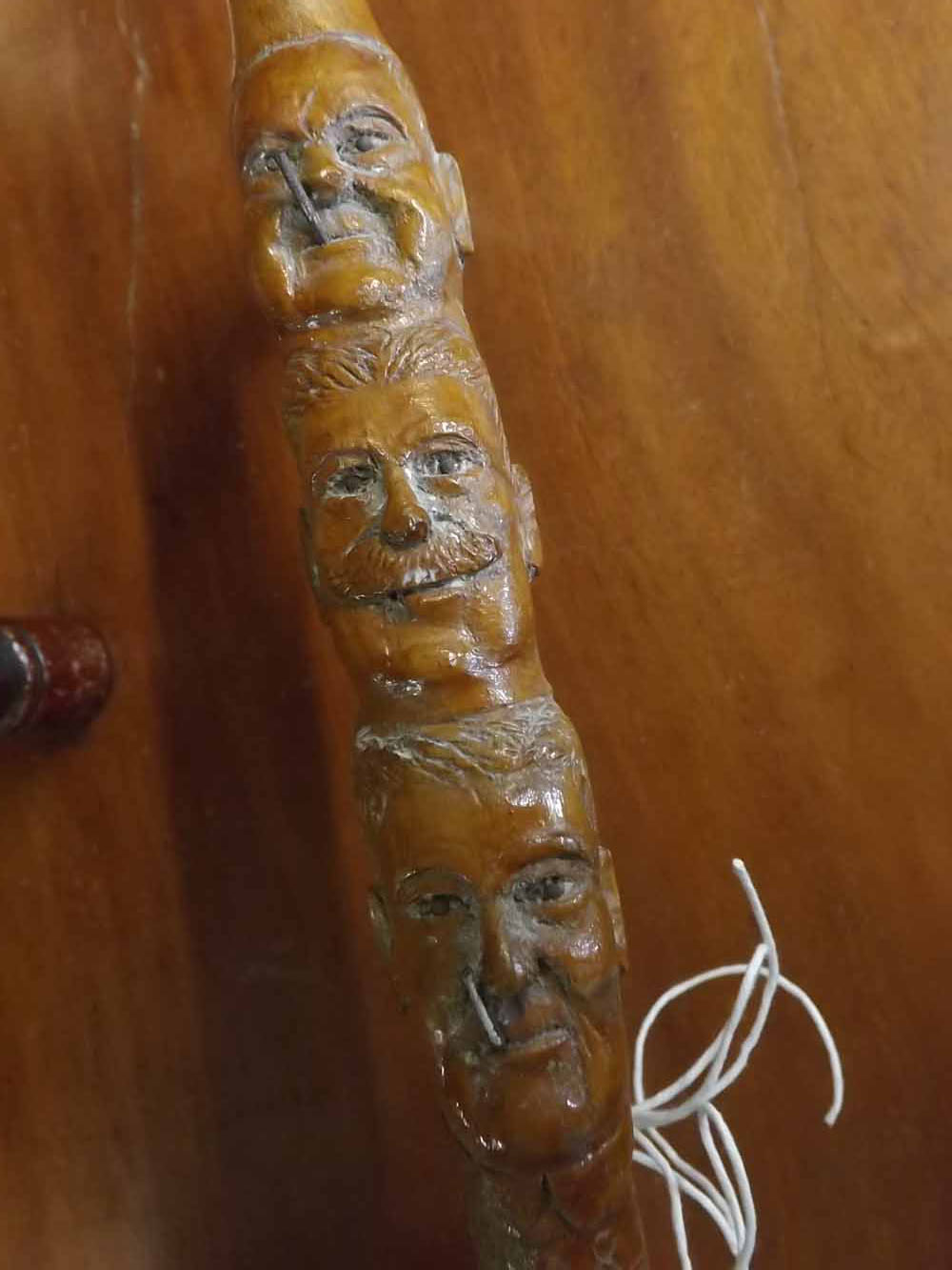 Carved walking stick, marked "W Curtis Aylsham 1939-1945 The Big Three Victory", 32" long - Image 2 of 4