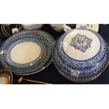 Quantity Winkle & Co Etruscan blue rimmed dinner wares, to include graduated meat plates,