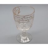 19th century clear and gilt decorated Absolon rummer glass, decorated with rows of text and