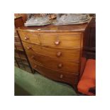 Victorian mahogany bow front chest of two short and three long drawers, 40" wide