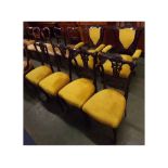 Set of six late 19th century chairs, comprising six mahogany framed cabriole leg dining chairs and