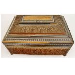 Anglo-Indian bone inlaid and carved vanity box, the interior fitted with lidded compartments,