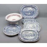 Mixed Lot: assorted blue and white dinner wares to include range of meat plates in Willow and