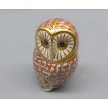 Royal Crown Derby paperweight, barn owl, complete with gold stopper