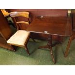 Mixed Lot: 19th century mahogany wine table, raised on turned column and tripod base, together